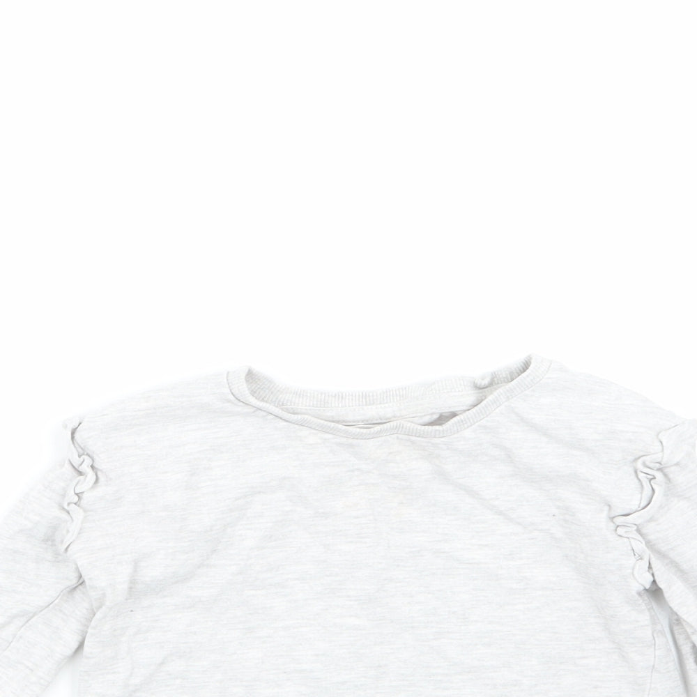 George Girls Grey  Cotton Basic T-Shirt Size 2-3 Years Round Neck