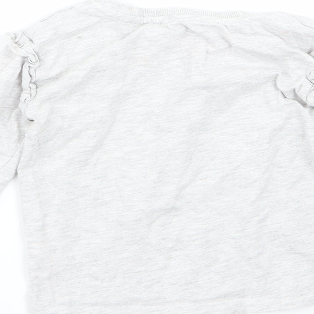 George Girls Grey  Cotton Basic T-Shirt Size 2-3 Years Round Neck