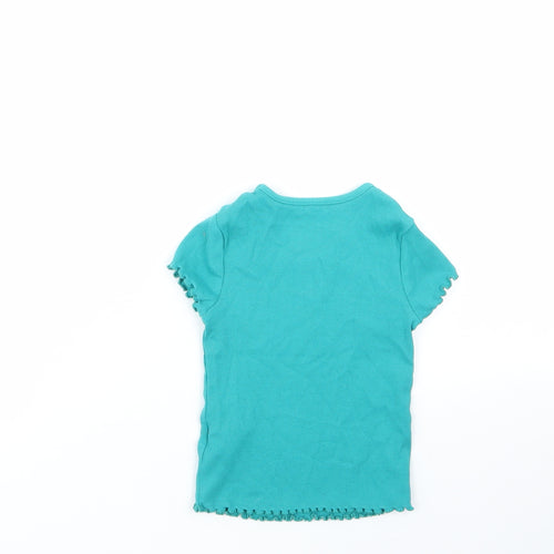 George Girls Green  Cotton Basic T-Shirt Size 2-3 Years Round Neck