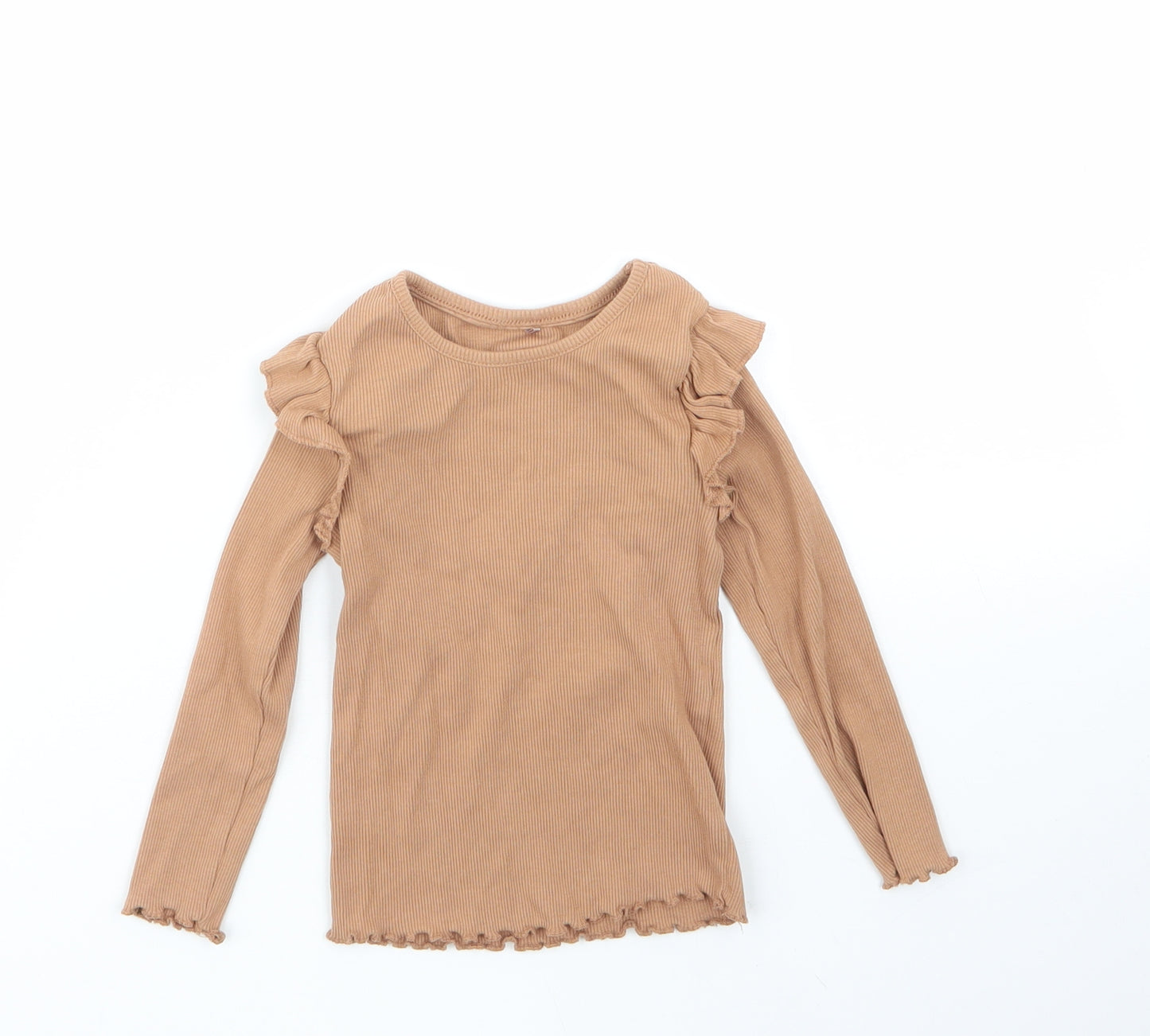 George Girls Brown  Cotton Basic T-Shirt Size 2-3 Years Round Neck
