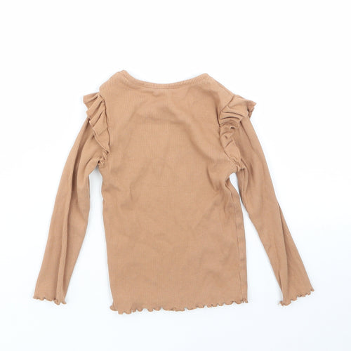 George Girls Brown  Cotton Basic T-Shirt Size 2-3 Years Round Neck