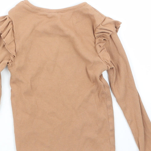 George Girls Brown  Cotton Basic T-Shirt Size 2-3 Years Round Neck
