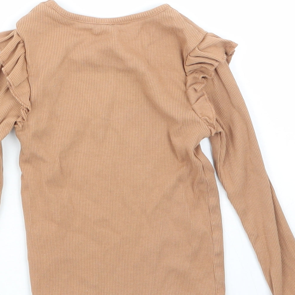 George Girls Brown  Cotton Basic T-Shirt Size 2-3 Years Round Neck