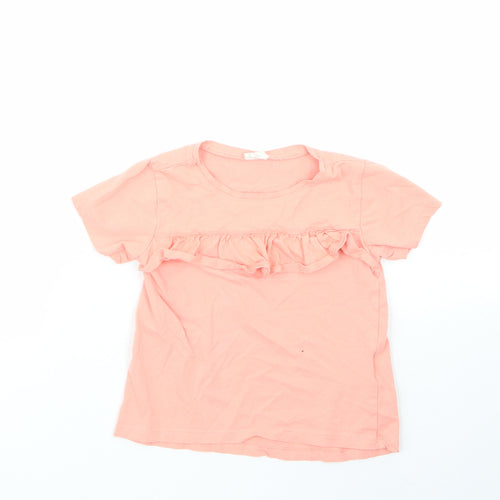H&M Girls Orange  100% Cotton Basic T-Shirt Size 2-3 Years Round Neck