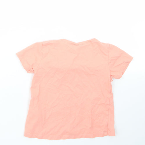 H&M Girls Orange  100% Cotton Basic T-Shirt Size 2-3 Years Round Neck
