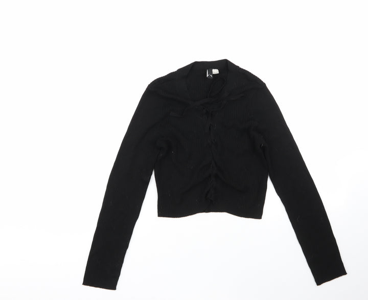 H&M Womens Black Round Neck  Viscose Pullover Jumper Size M