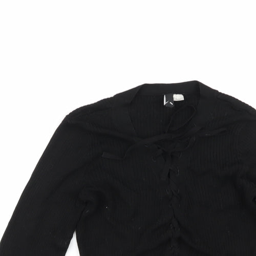 H&M Womens Black Round Neck  Viscose Pullover Jumper Size M