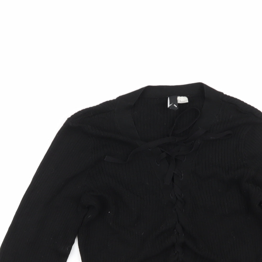 H&M Womens Black Round Neck  Viscose Pullover Jumper Size M