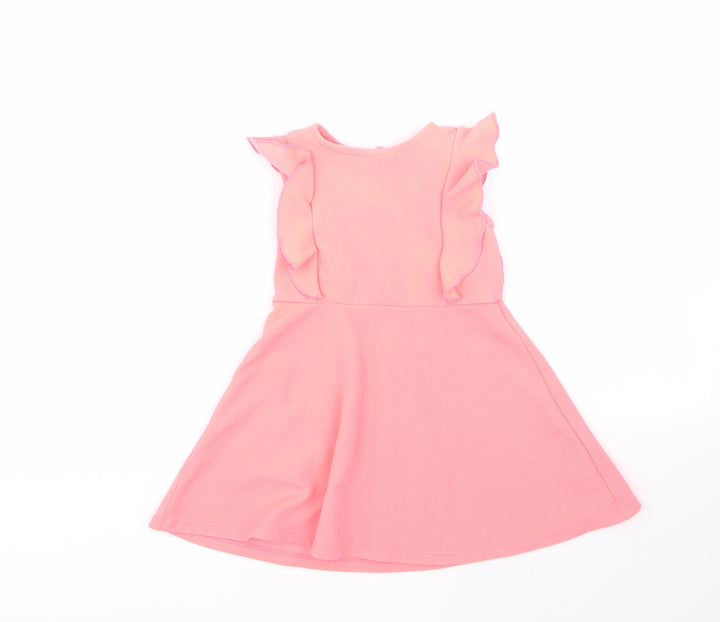 rimark Girls Orange  Polyester Fit & Flare  Size 5-6 Years  Round Neck