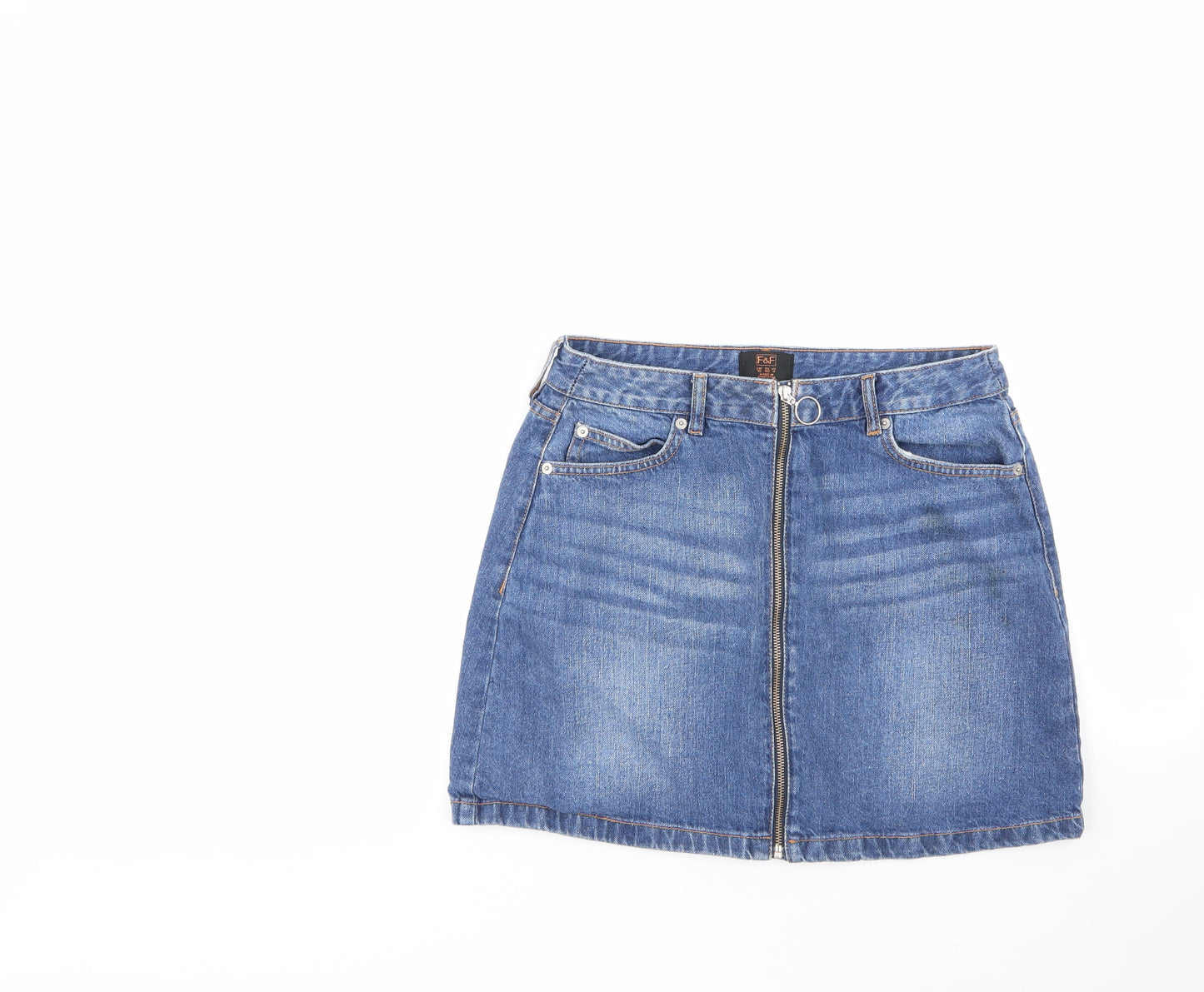 F&F Womens Blue  Cotton Mini Skirt Size 12