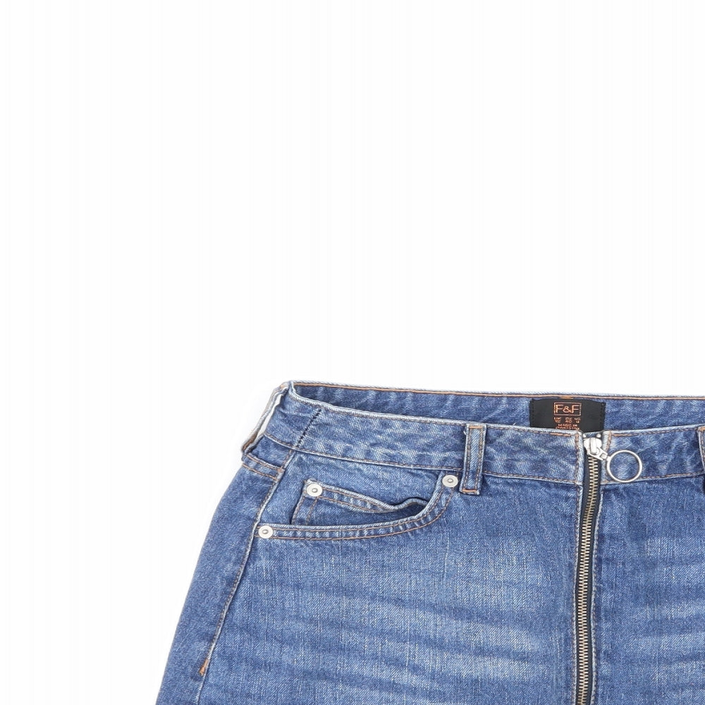 F&F Womens Blue  Cotton Mini Skirt Size 12