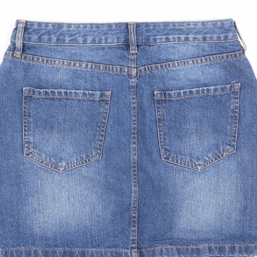F&F Womens Blue  Cotton Mini Skirt Size 12