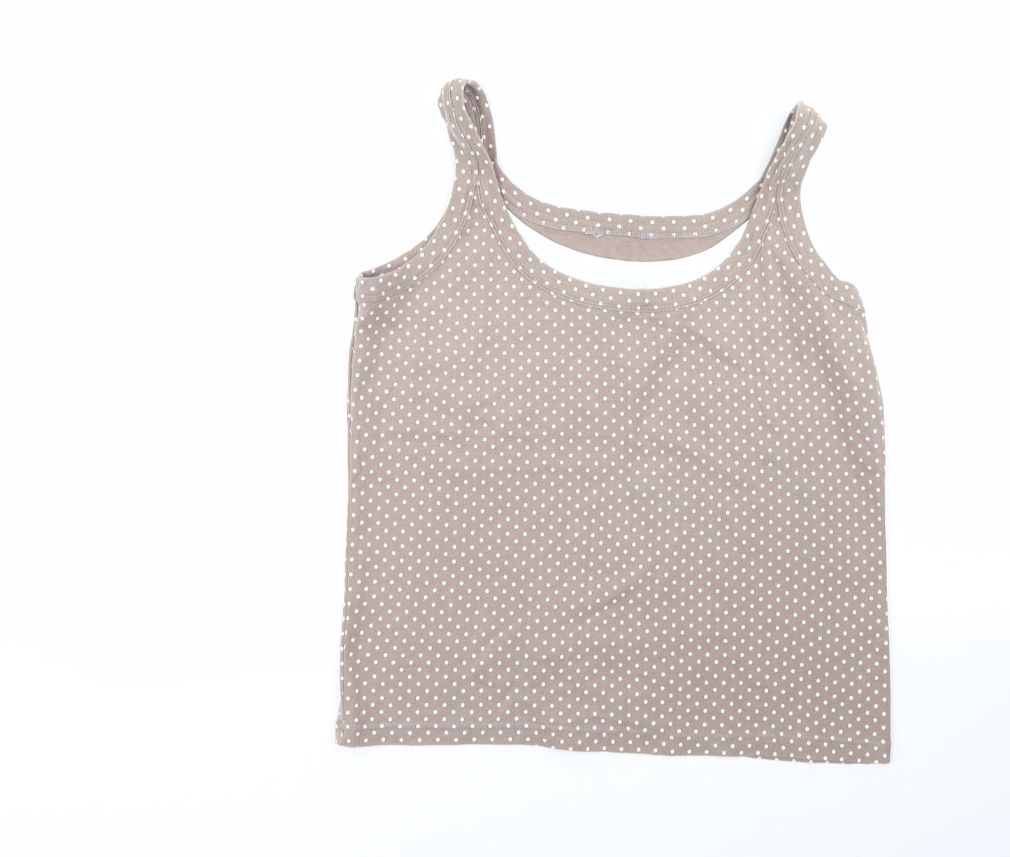 Debenhams Womens Multicoloured Polka Dot 100% Cotton Basic Tank Size 16 Round Neck