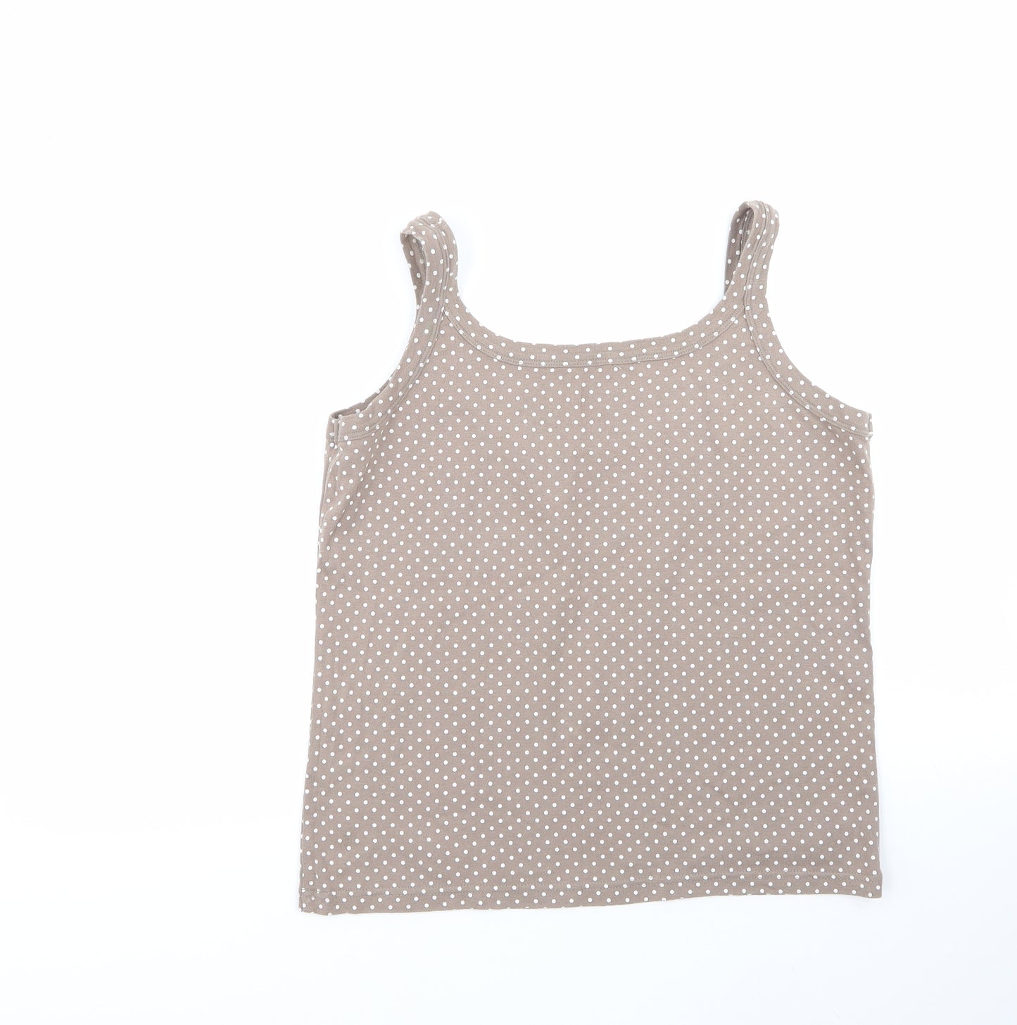 Debenhams Womens Multicoloured Polka Dot 100% Cotton Basic Tank Size 16 Round Neck