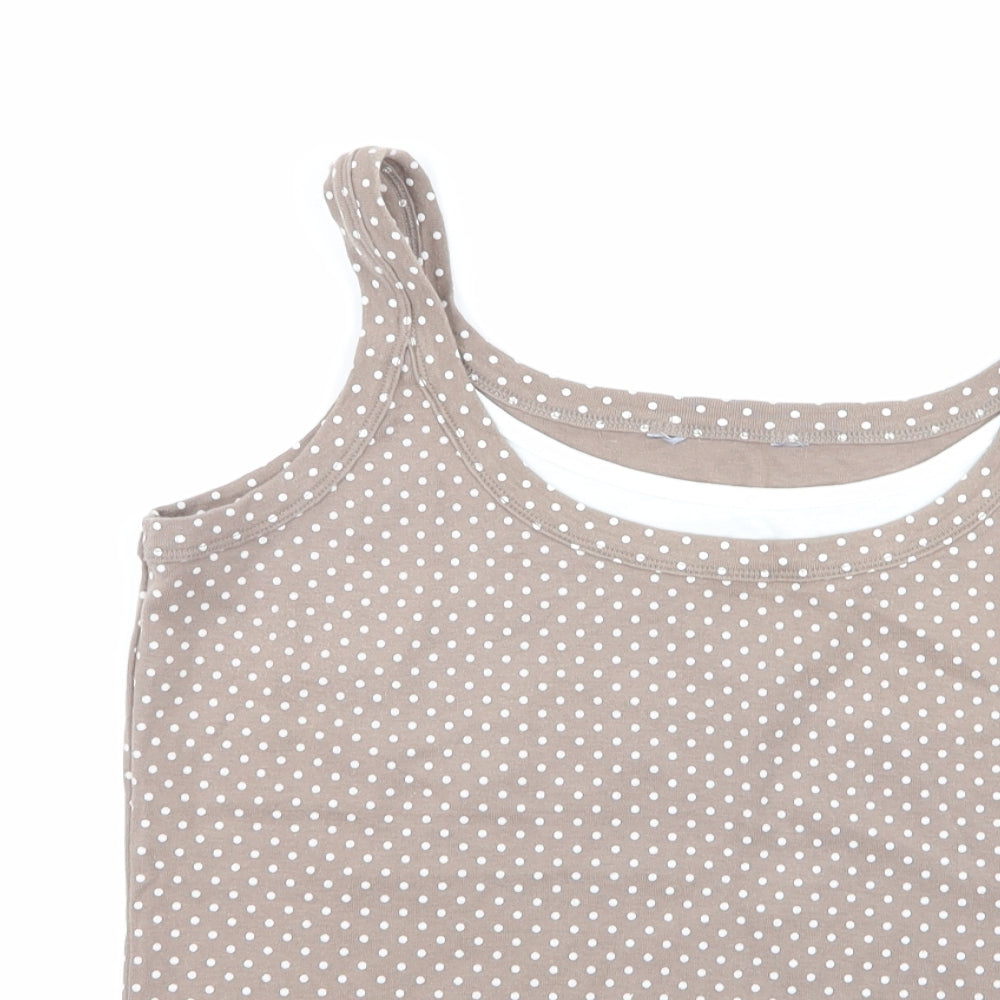 Debenhams Womens Multicoloured Polka Dot 100% Cotton Basic Tank Size 16 Round Neck