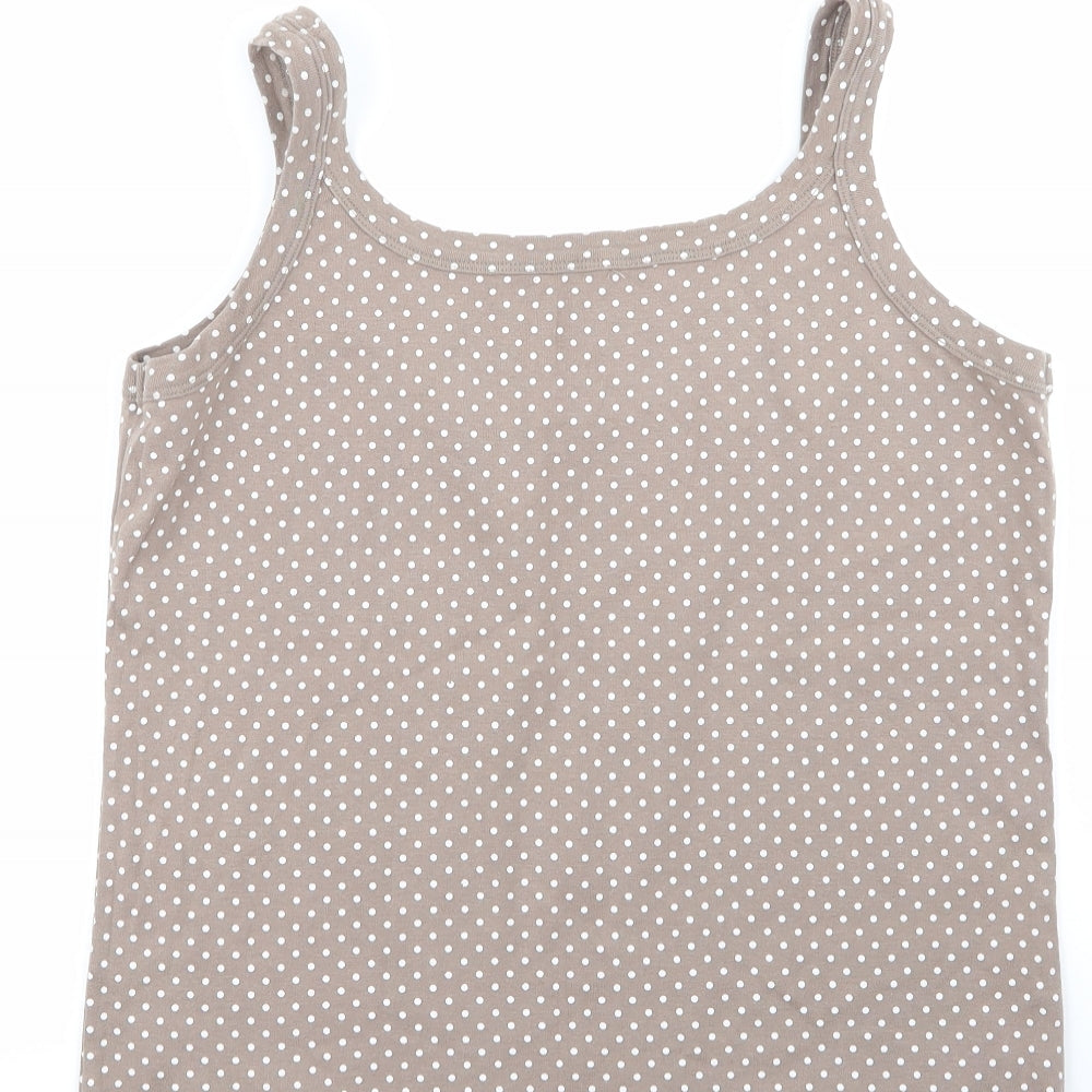 Debenhams Womens Multicoloured Polka Dot 100% Cotton Basic Tank Size 16 Round Neck