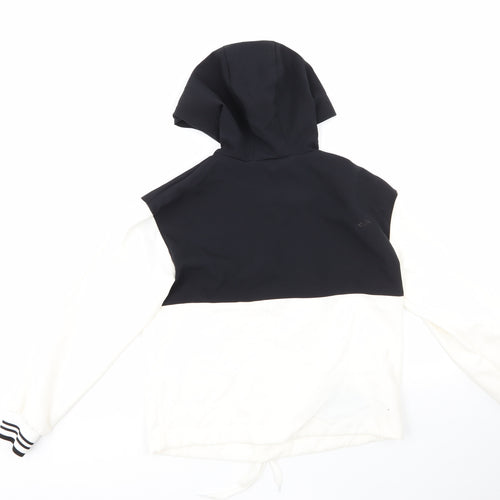 Primark Womens White Striped Polyester Full Zip Hoodie Size 4