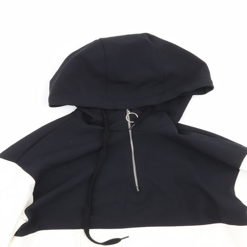 Primark Womens White Striped Polyester Full Zip Hoodie Size 4