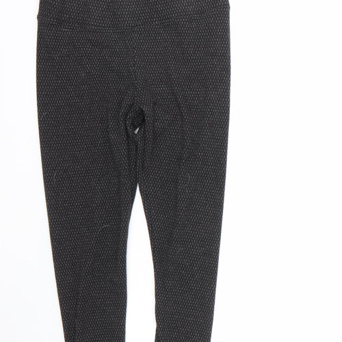 Marks and Spencer Womens Grey Geometric Polyester Cropped Leggings Size 10 L22 in
