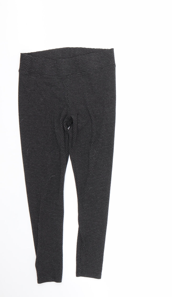 Marks and Spencer Womens Grey Geometric Polyester Cropped Leggings Size 10 L22 in