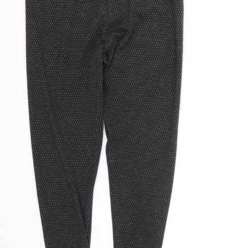 Marks and Spencer Womens Grey Geometric Polyester Cropped Leggings Size 10 L22 in
