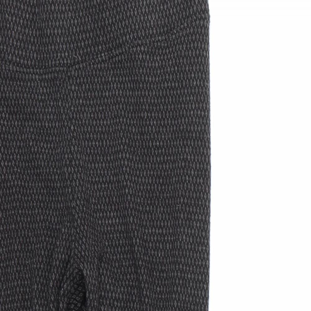 Marks and Spencer Womens Grey Geometric Polyester Cropped Leggings Size 10 L22 in