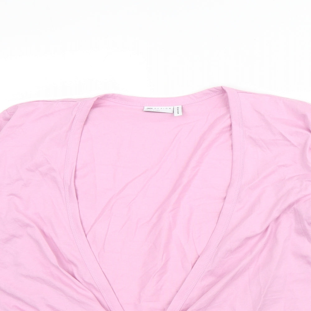 ASOS Womens Pink V-Neck  Cotton Cardigan Jumper Size 14