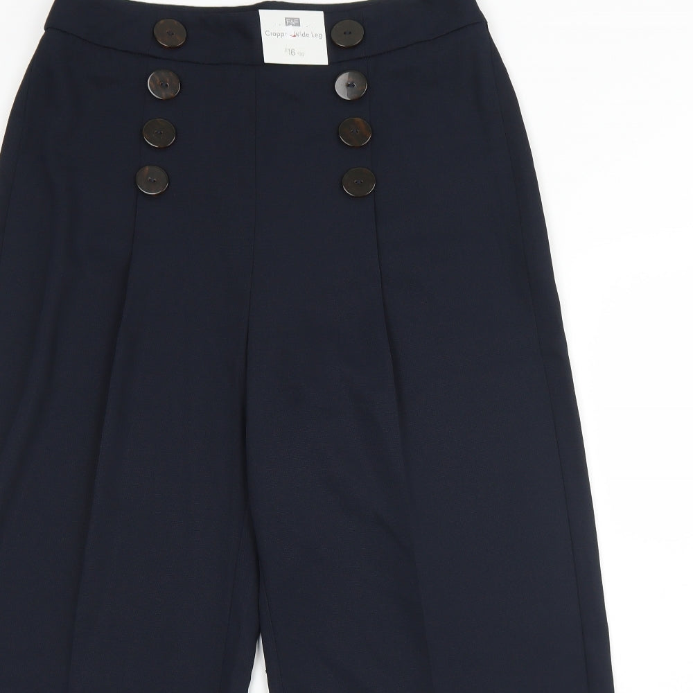 F&F Womens Blue  Polyester Trousers  Size 12 L28 in Regular Zip