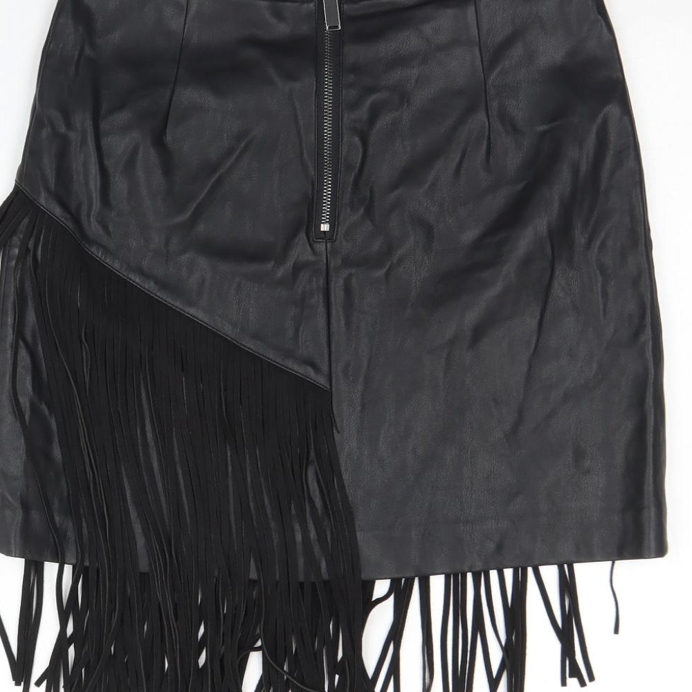 Originals Womens Black  Polyurethane Mini Skirt Size 10   Zip