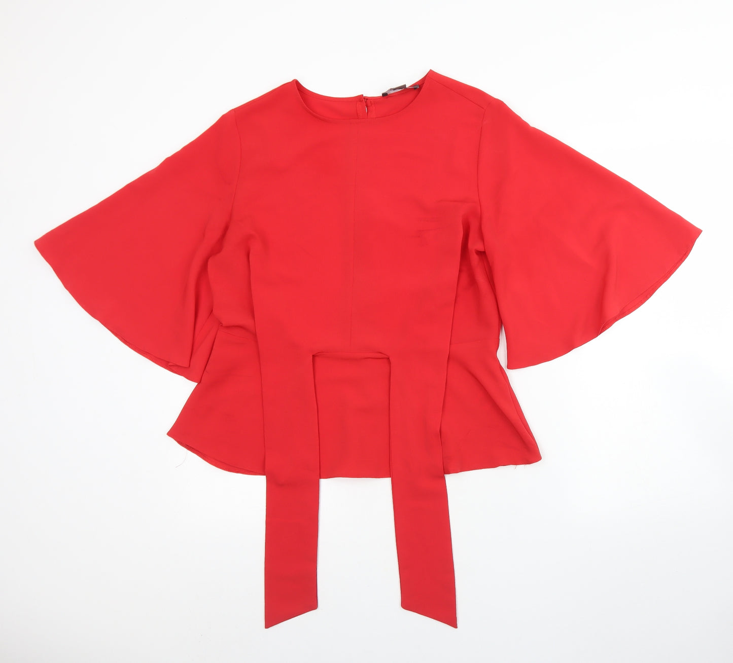 Primark Womens Red  Polyester Basic Blouse Size 14 Round Neck