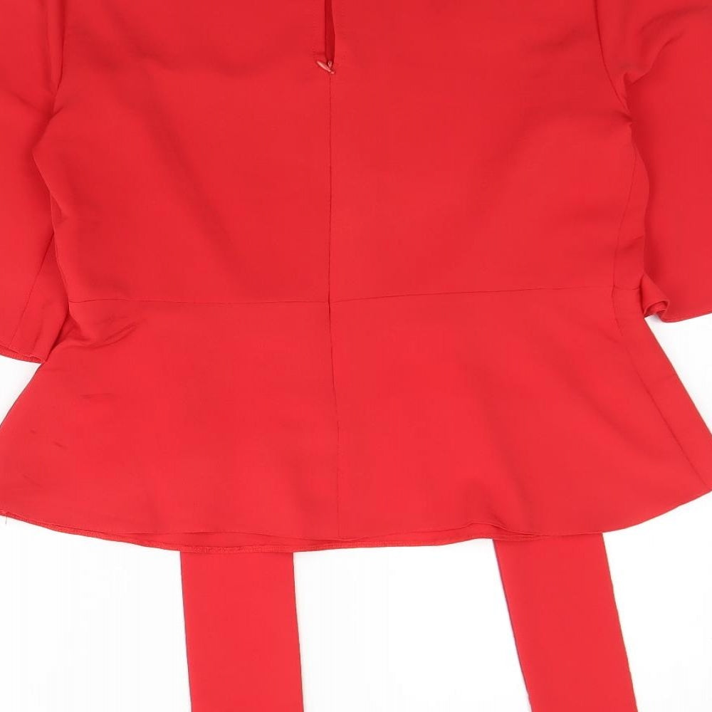 Primark Womens Red  Polyester Basic Blouse Size 14 Round Neck