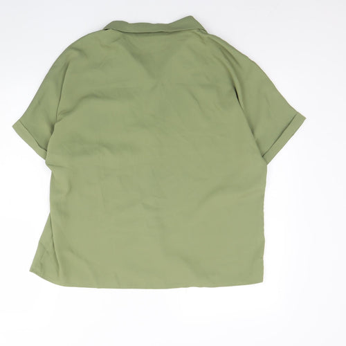 SheIn Womens Green  Polyester Basic Button-Up Size L Collared