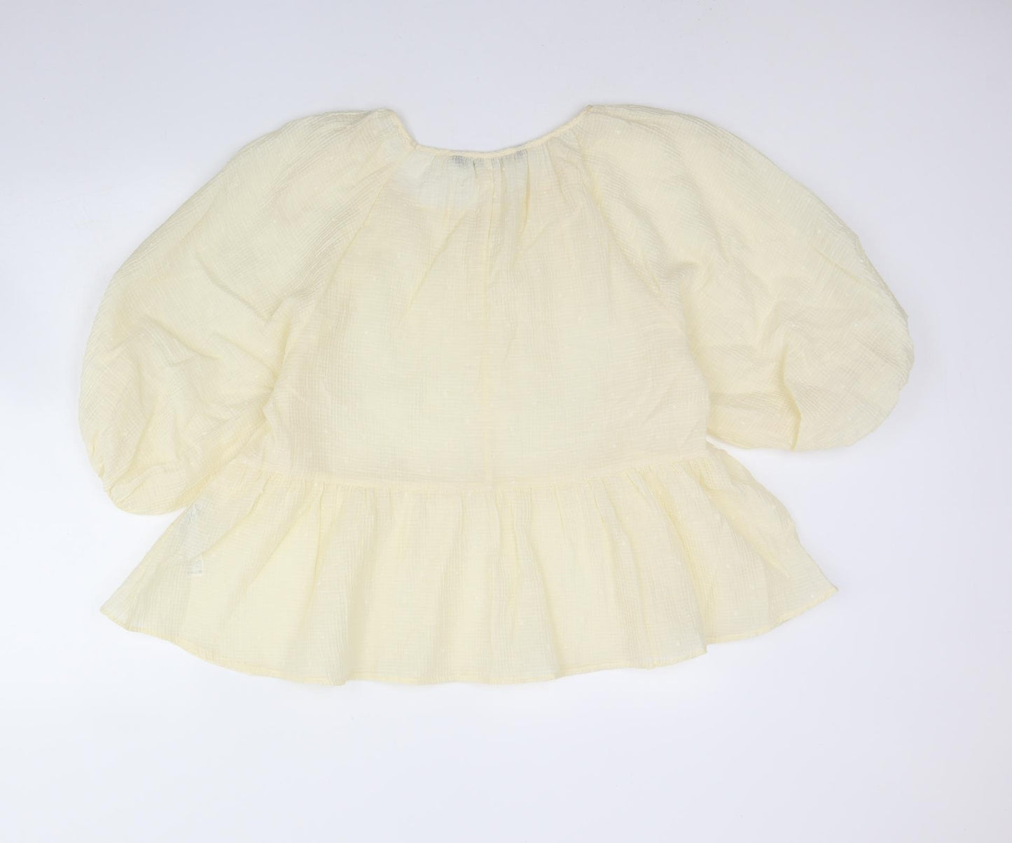 Zara Womens Ivory  Cotton Basic Blouse Size M Round Neck