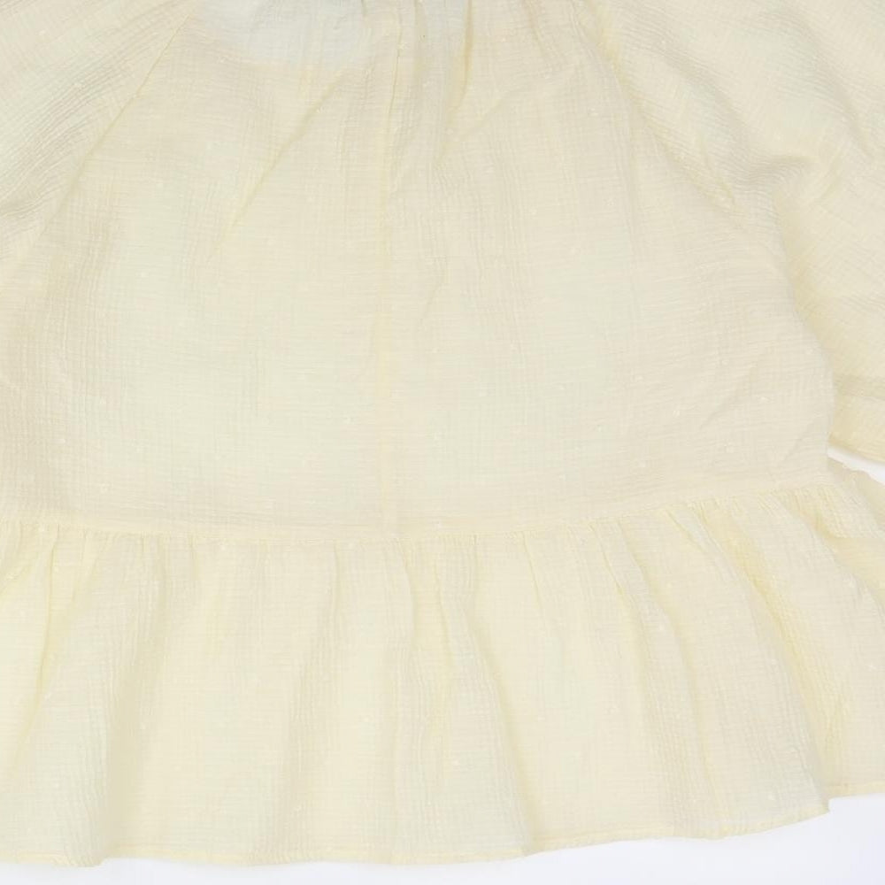 Zara Womens Ivory  Cotton Basic Blouse Size M Round Neck