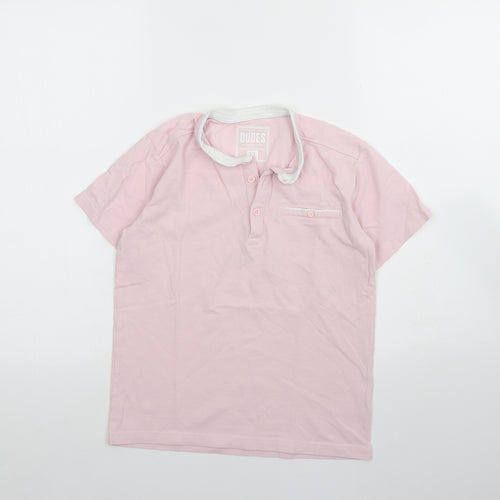 Undeniable Dudes Boys Pink  Cotton Basic Polo Size 11 Years Round Neck Button