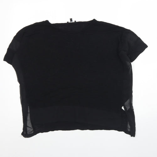 Warehouse Womens Black  Viscose Basic Blouse Size 8 Round Neck