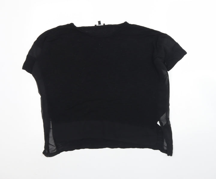 Warehouse Womens Black  Viscose Basic Blouse Size 8 Round Neck