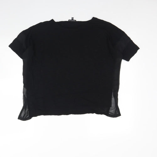 Warehouse Womens Black  Viscose Basic Blouse Size 8 Round Neck