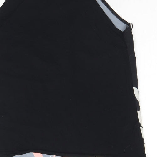 Dorothy Perkins Womens Black Floral Viscose Basic Tank Size 10 Round Neck