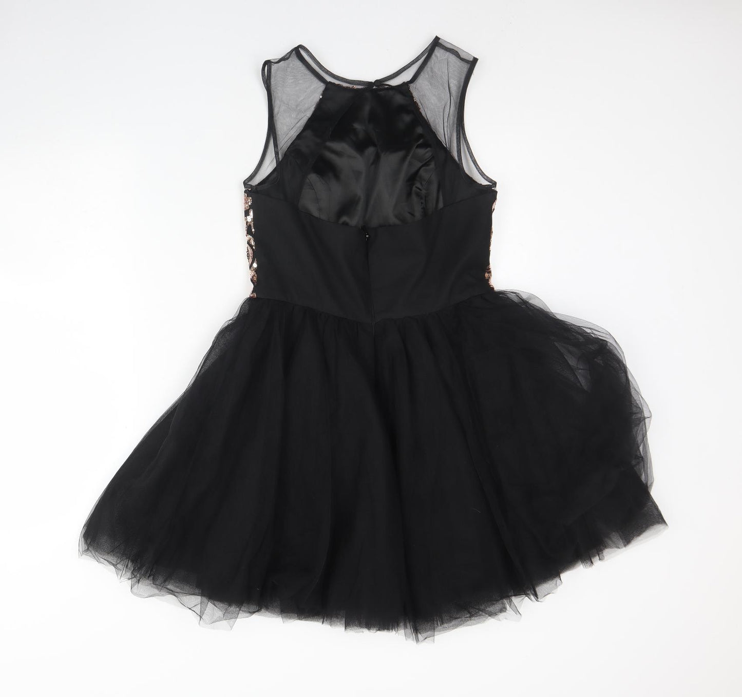 Chi Chi Womens Black  Polyamide Fit & Flare  Size 12  Round Neck