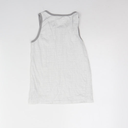 George Girls Grey Striped Cotton Basic Tank Size 8 Years Round Neck