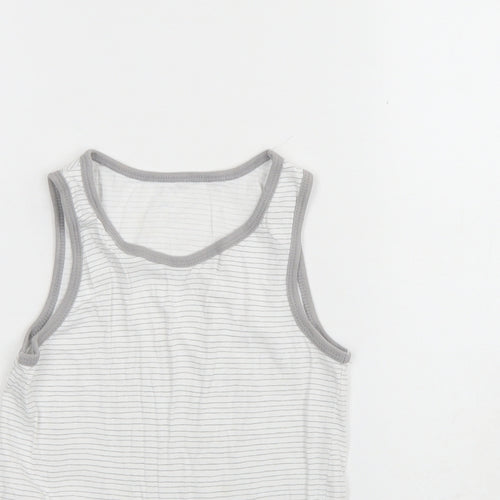 George Girls Grey Striped Cotton Basic Tank Size 8 Years Round Neck