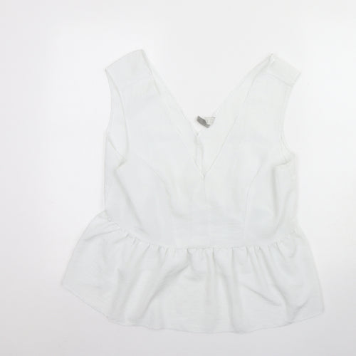 ASOS Womens White  Polyester Basic Tank Size 16 V-Neck