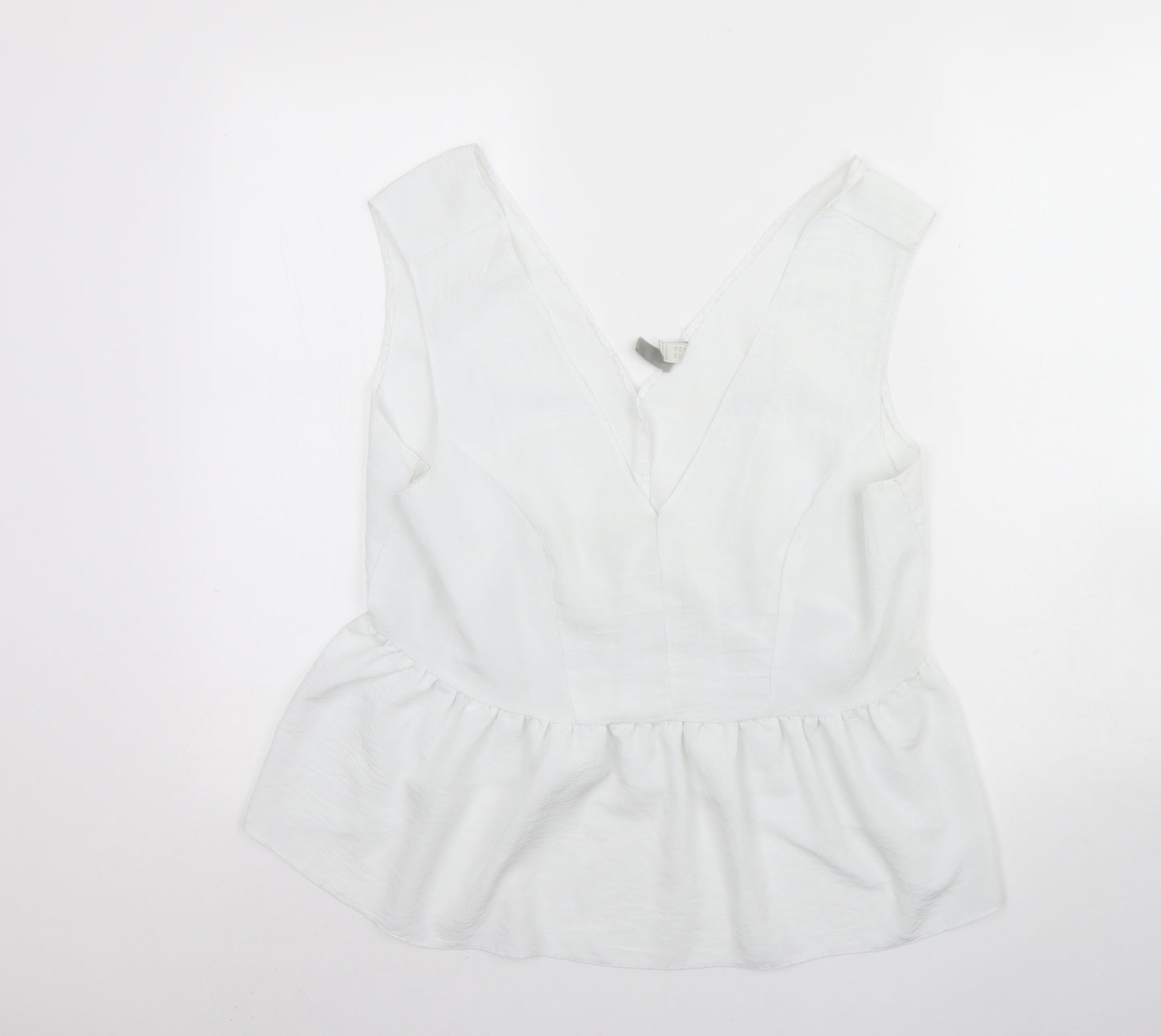 ASOS Womens White  Polyester Basic Tank Size 16 V-Neck