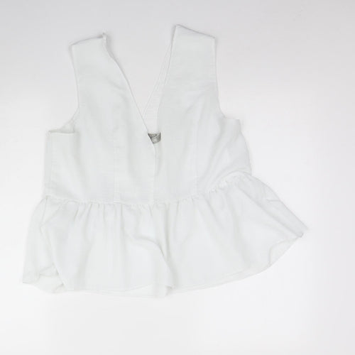 ASOS Womens White  Polyester Basic Tank Size 16 V-Neck