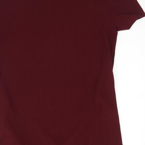 Mamalicious Womens Red  Polyester Basic Blouse Size L Round Neck