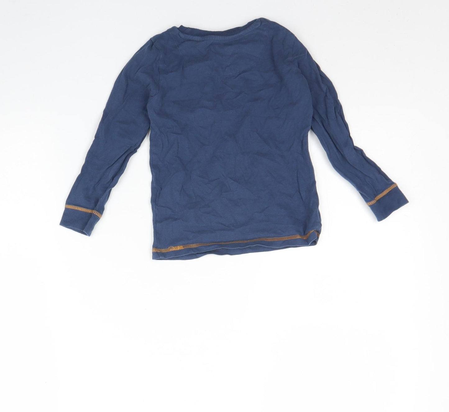 M&S Boys Blue  Cotton Basic T-Shirt Size 2 Years Round Neck  - Monkey