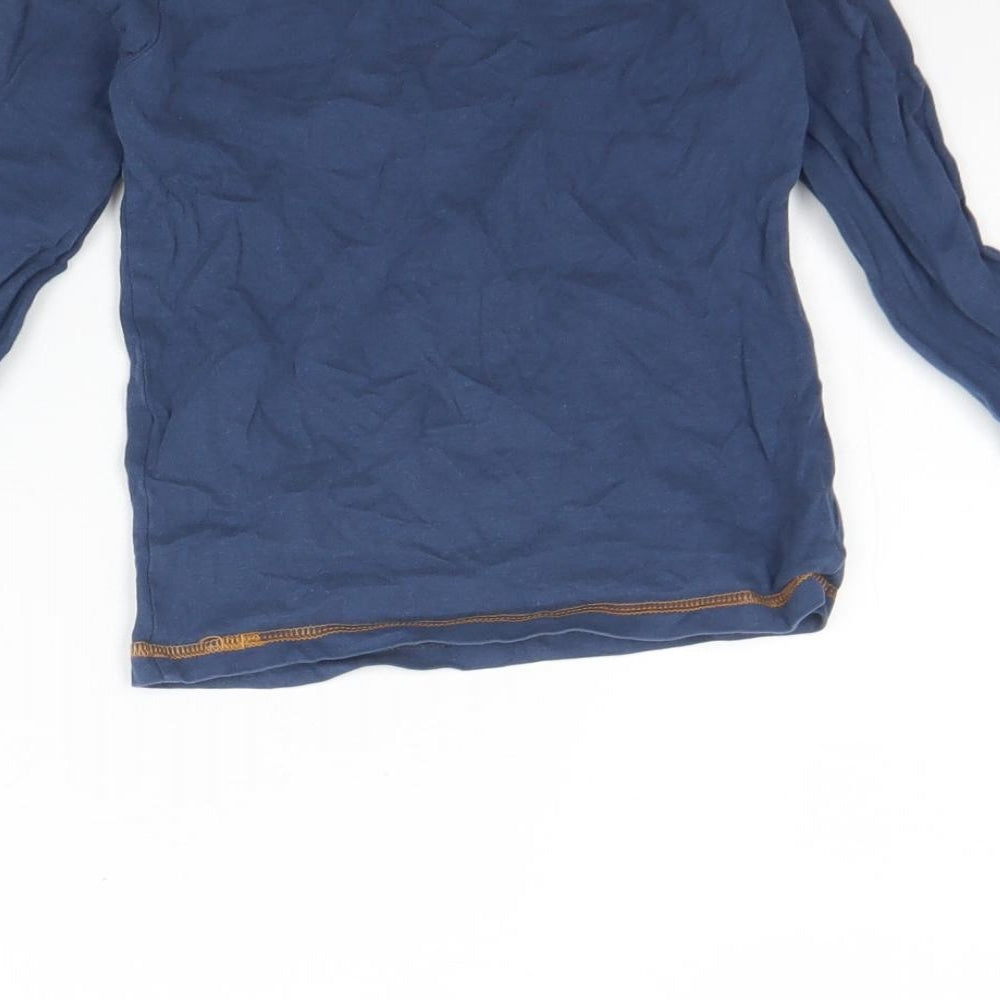M&S Boys Blue  Cotton Basic T-Shirt Size 2 Years Round Neck  - Monkey