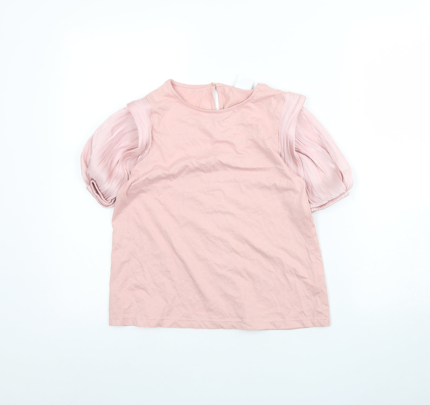 Zara Girls Pink  Cotton Basic Blouse Size 10 Years Round Neck