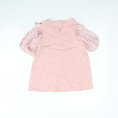 Zara Girls Pink  Cotton Basic Blouse Size 10 Years Round Neck